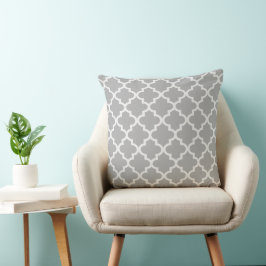Klassisk grå vit Quatrefoil Trellis Kudde