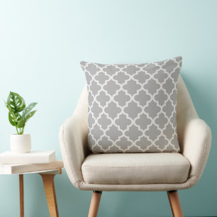 Klassisk grå vit Quatrefoil Trellis Kudde