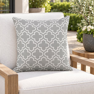 Klassisk grå vit Quatrefoil Trellis Kudde