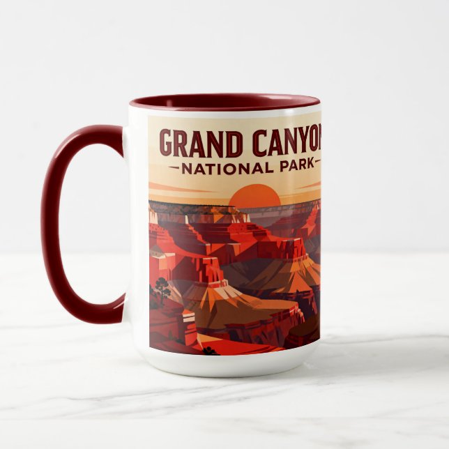 Klassisk Grand Canyon i WPA-stil, personlig Mugg (Vänster)