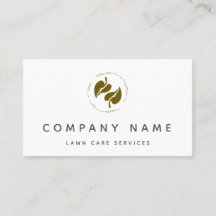 Klassisk Gräsmatta Services Löv Logotyp Minimalist Visitkort