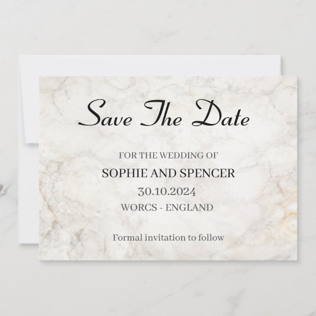 Klassisk Grått Marble Save Date Spara Datumet (Framsida)