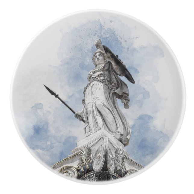 Klassisk grekisk Athena Statue - Decorative Knopp (Framsidan)