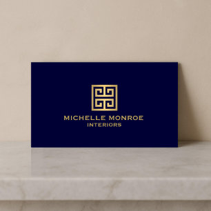 Klassisk grekisk Nyckel Designer Logotyp Guld/mari Visitkort