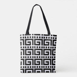 Klassisk grekisk Nyckel Mönster Tote Bag - Svartvi Tygkasse