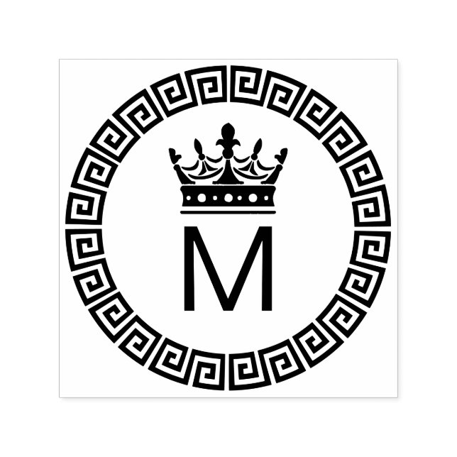 Klassisk grekisk nyckel S inramad initial krona mo Självfärgande Stämpel (Design)