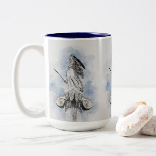 Klassisk grekisk staty Athena Two-Tone Coffee Mugg