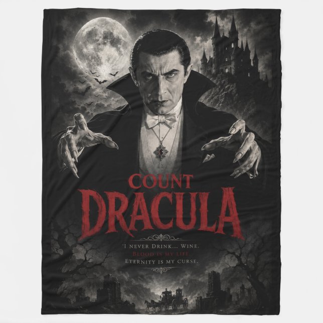 Klassisk Greve Dracula Gotisk Skräck Vampyr Fleecefilt (Framsidan)