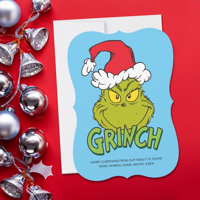 Klassisk Grinch | Busig eller snäll Julkort (Card on table)