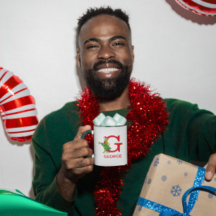 Klassisk Grinch   Busigt Namn & Monogram G Mugg