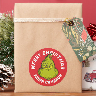Klassisk Grinch God Jul Runt Klistermärke