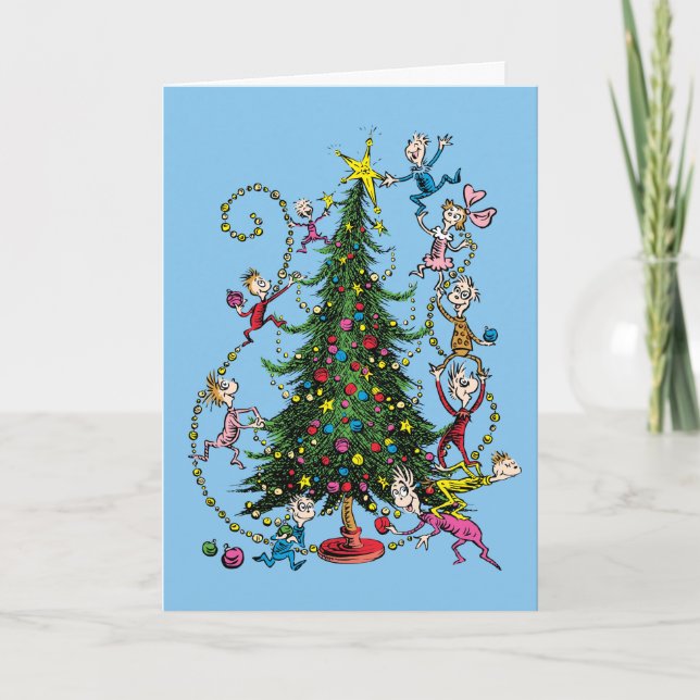 Klassisk Grinch | Julgran Helgdag Photo Helgkort (Framsida)