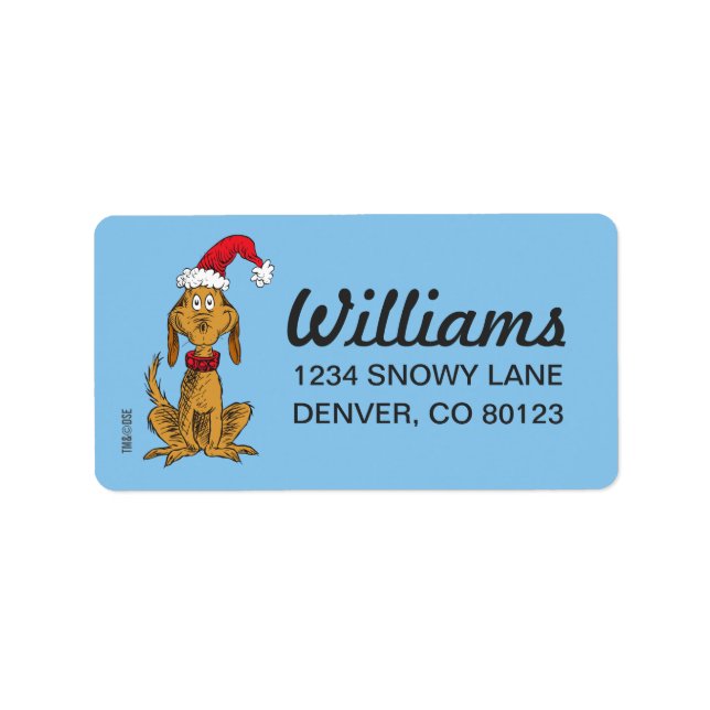 Klassisk Grinch | Max - Santa Hat Adressetikett (Framsidan)