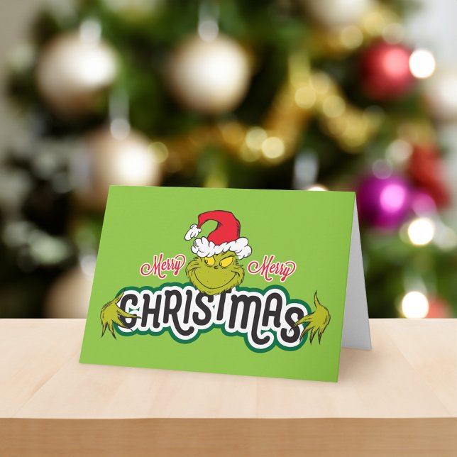 Klassisk Grinch | Merry God jul Helgkort (Card on table)