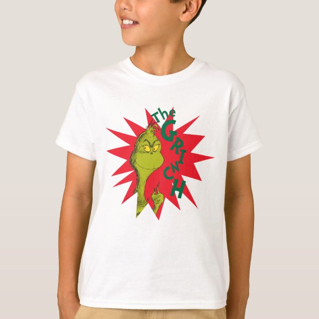 Klassisk Grinch | Red Starburst Tee Shirt (Framsida)