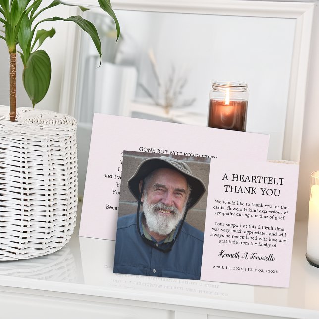 Klassisk gripande minnesstund bild tack kort (Classic Funeral Heartfelt Photo Thank You Card)