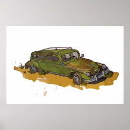 Klassisk grön antik sedan-affisch poster