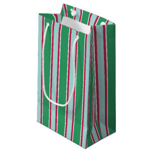 Klassisk grön blå julrandig presentpåse