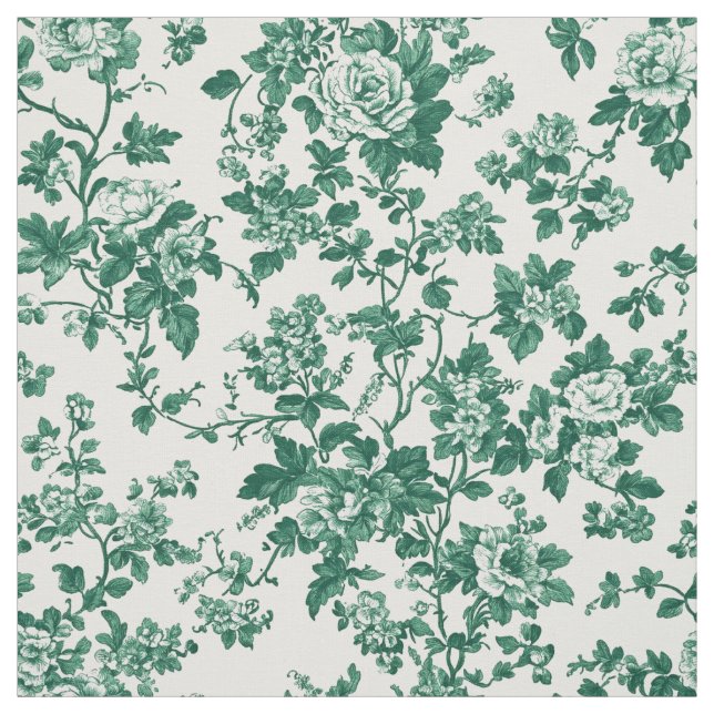 Klassisk grön blomstergardin tyg (Provkarta)