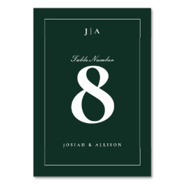 Klassisk grön bröllopsfest bordsnummer