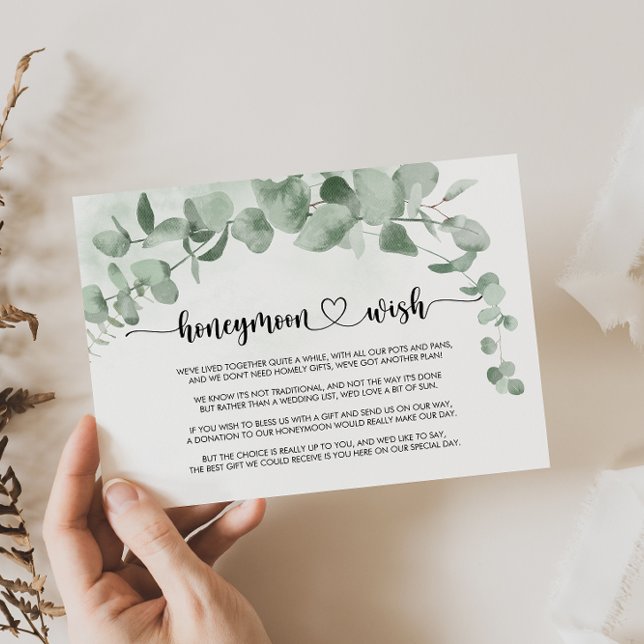 Klassisk grön eukalyptusblad bröllop önskan  tilläggskort (Skapare uppladdad)