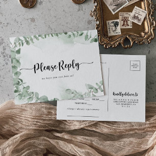 Klassisk grön eukalyptusblad meny val RSVP
