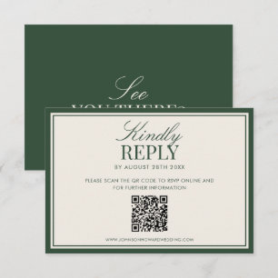 Klassisk grön gammal pengar elegant QR-kod bröllop OSA Kort
