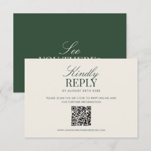 Klassisk grön gammal pengar elegant QR-kod bröllop OSA Kort