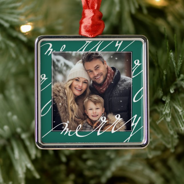 Klassisk grön God Jul Personlig Familj  Julgransprydnad Metall (Träd)