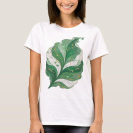 Klassisk grön GRÖN BLAD MED STJÄRNOR OCH GLITTER T Shirt