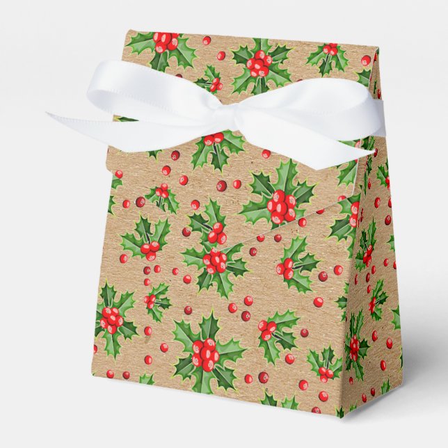 Klassisk grön julmistel röda bär presentaskar (Framsidan Sidan)