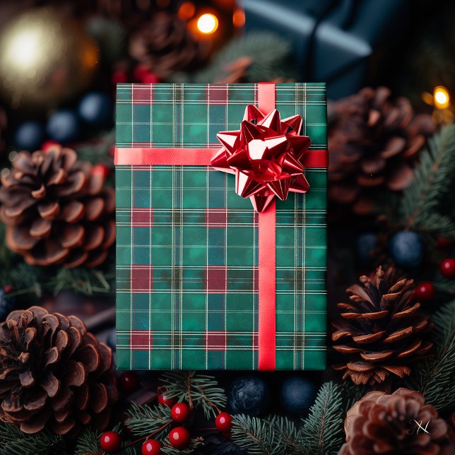 Klassisk grön och röd rutigt – Festlig julstämning Presentpapper (Skapare uppladdad)