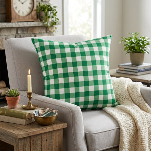 Klassisk grön och vit gingham-karotröja kudde