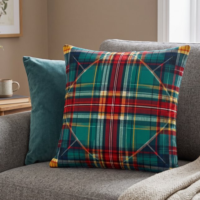 Klassisk grön röd Tartan-rutig mönster Kudde (Skapare uppladdad)