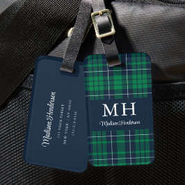 Klassisk grön rutig monogram bagagebricka