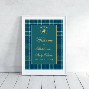 Klassisk grön rutig polotröja Kavalleribabyshower Poster