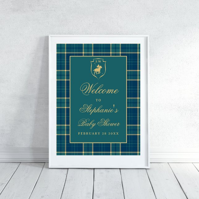 Klassisk grön rutig polotröja Kavalleribabyshower Poster (Skapare uppladdad)