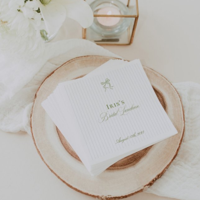 Klassisk grön salvia bröllopsdusch pappersservett (Classic Sage Green Bridal Shower Paper Napkin)