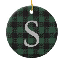 Klassisk grön svart Buffalo Tartan Rutig Monogram