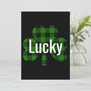 Klassisk grön svart rutig shamrock inbjudningar