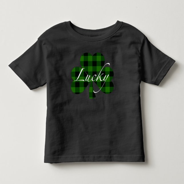 Klassisk grön svart rutig shamrock t shirt (Framsida)