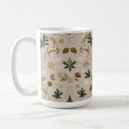 Klassisk grön tall jul, Guldrenpegelpärlor Kaffemugg
