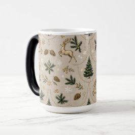 Klassisk grön tall jul, Guldrenpegelpärlor Magisk Mugg