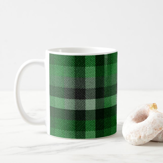 Klassisk grön tartan-ruta.  kaffemugg (Med munk)