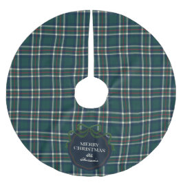Klassisk grön tartan-rutig trädskörtel julgransmatta borstad polyester
