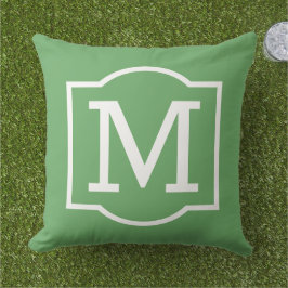 Klassisk grön vit fäst monogram kudde