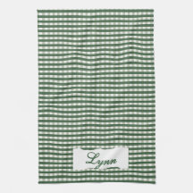 Klassisk grön-vit gingham | Personligt namn