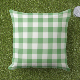Klassisk grön vit Gingham Plaid Kryssruta Kudde