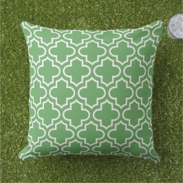Klassisk grön vit Quatrefoil-fackverk Kudde