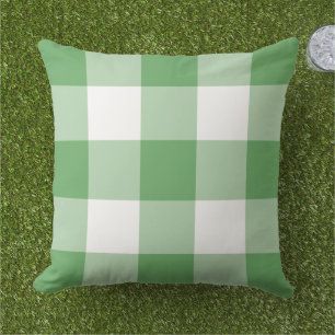 Klassisk grön vit stor Gingham-ruta Kudde